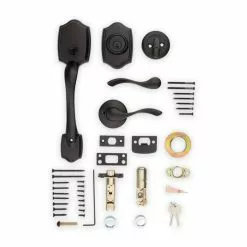 Weiser Brentwood Single Cylinder Handleset With Belmont Lever Featuring SmartKey In Iron Black -Weiser Shop 2220263 15610940