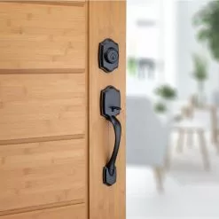 Weiser Brentwood Single Cylinder Handleset With Belmont Lever Featuring SmartKey In Iron Black -Weiser Shop 2220263 15610941