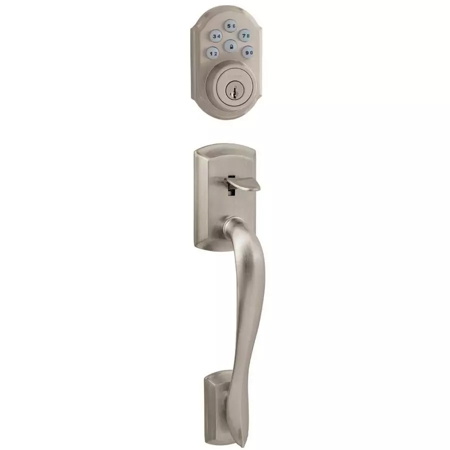 Weiser GED1490 SmartCode Electronic Deadbolt And Avalon Handle With Avalon Lever Featuring SmartKey Security In Satin Nickel 3 Weiser GED1490 SmartCode Electronic Deadbolt And Avalon Handle With Avalon Lever Featuring SmartKey Security In Satin Nickel
