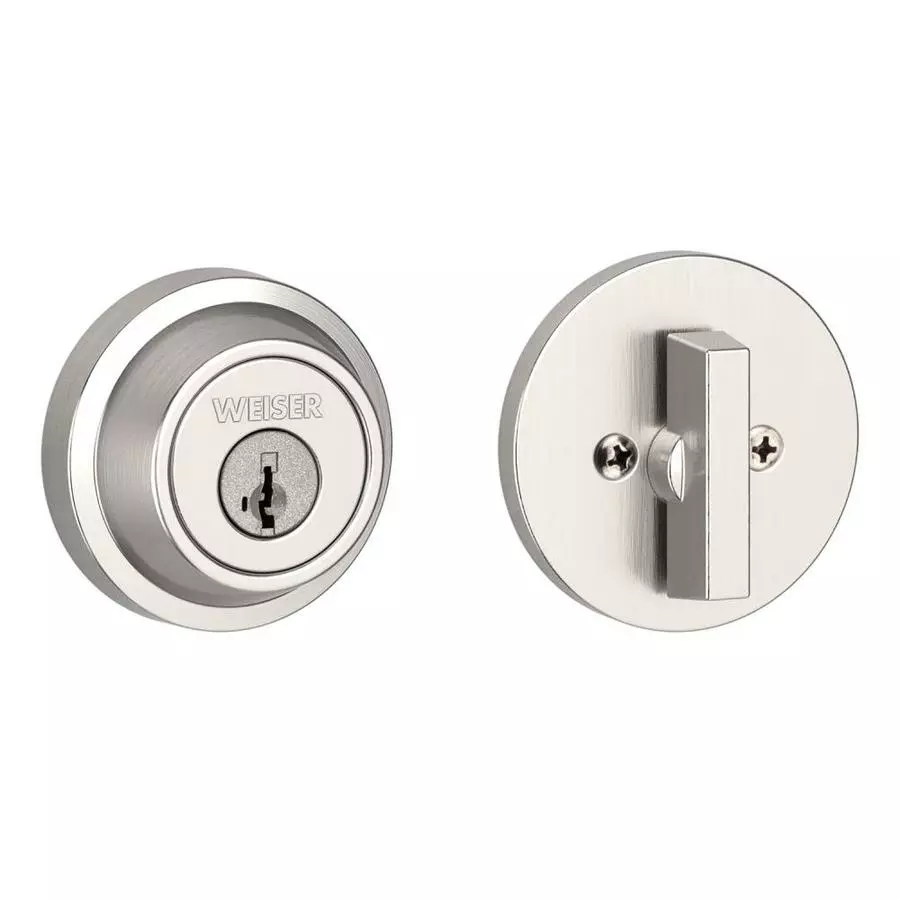 Weiser Single Cylinder Deadbolt Featuring Featuring SmartKey In Satin Nickel 7 Weiser Single Cylinder Deadbolt Featuring Featuring SmartKey In Satin Nickel - Image 5