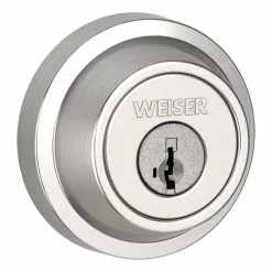 Weiser Single Cylinder Deadbolt Featuring Featuring SmartKey In Satin Nickel