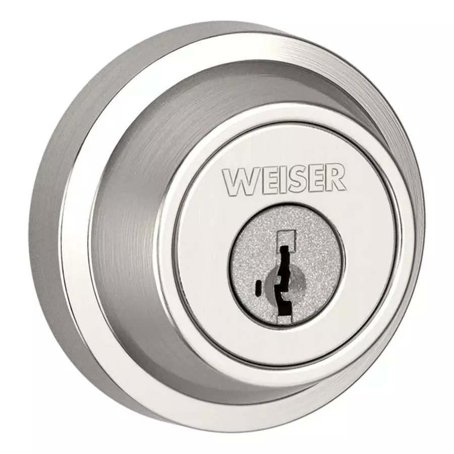 Weiser Single Cylinder Deadbolt Featuring Featuring SmartKey In Satin Nickel 3 Weiser Single Cylinder Deadbolt Featuring Featuring SmartKey In Satin Nickel