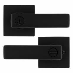 Weiser Breton Entry Lever Featuring SmartKey In Matte Black -Weiser Shop 3730096 45418791