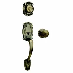 Weiser Heritage/Huntington SmartKey Keyed Entry Handleset (Antique Brass)
