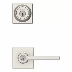 Weiser Casey Keyed Entry Lever And Single Cylinder Deadbolt Combo Pack Featuring SmartKey Security In Satin Nickel -Weiser Shop 4767691 44488900