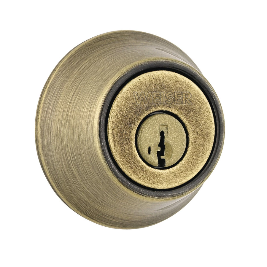 Weiser Single Cylinder Deadbolt - Antique Brass 3 Weiser Single Cylinder Deadbolt - Antique Brass