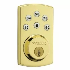 Weiser Powerbolt SmartKey Electronic Deadbolt With Lighted Keypad (Polished Brass)