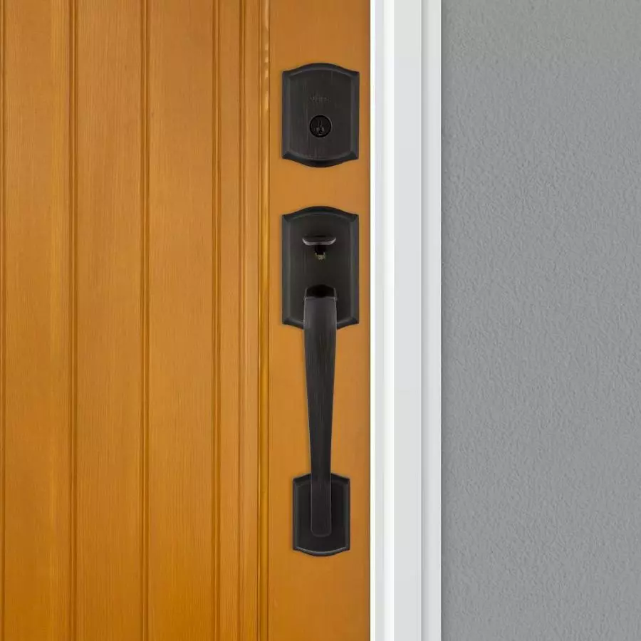 Weiser Prescott Single Cylinder Handleset With Toluca Lever Featuring SmartKey Security In Matte Black 6 Weiser Prescott Single Cylinder Handleset With Toluca Lever Featuring SmartKey Security In Matte Black - Image 5